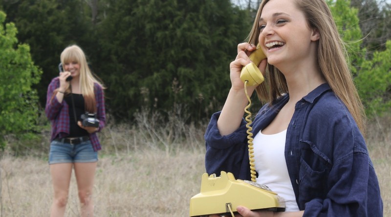 Girls talking on phones